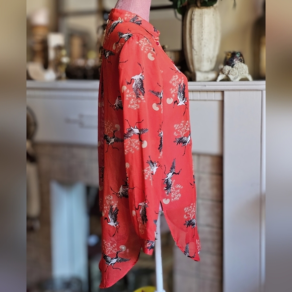 Streetwear Society sheer long button-up shirt. Size small. - Picture 6 of 10